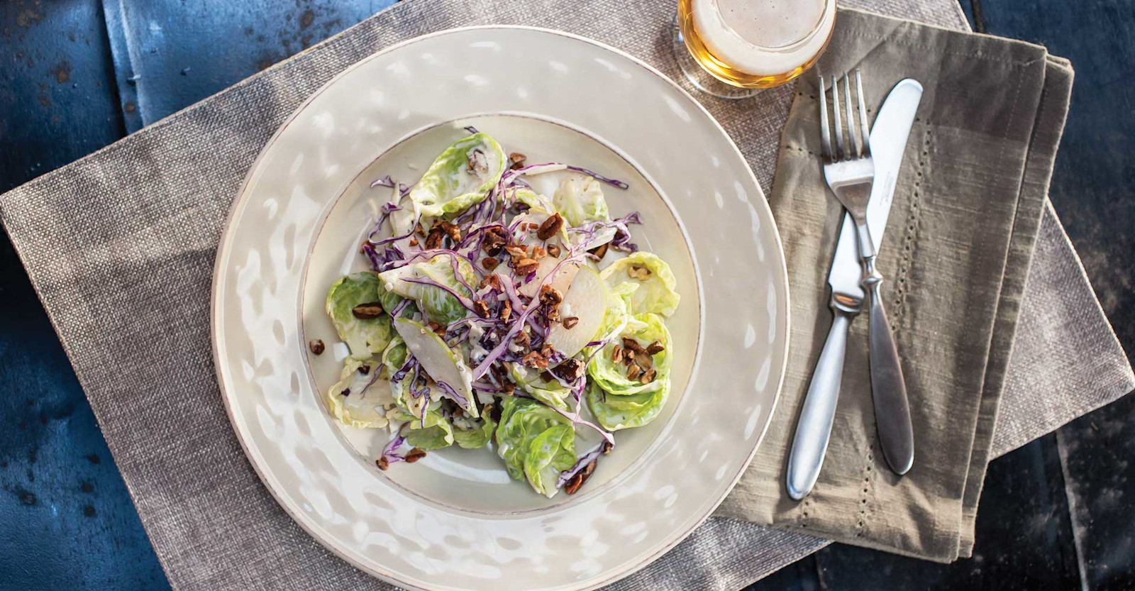 Apple–Brussels Sprout Salad with Beeranch Dressing Primary Image