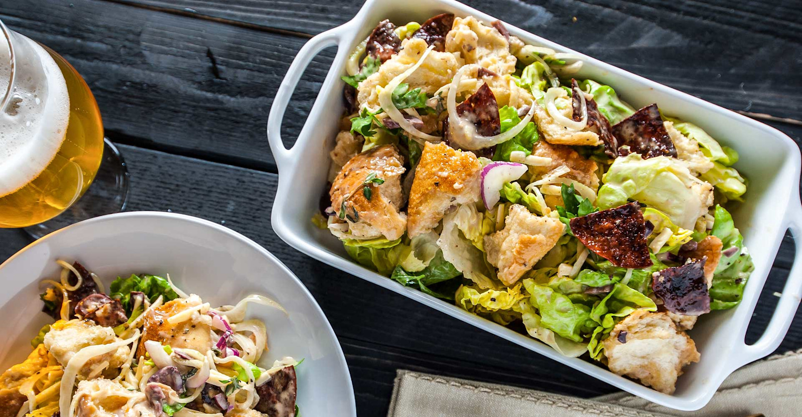 Fennel-Olive Panzanella with Gouda and Crispy Salami Recipe Primary Image