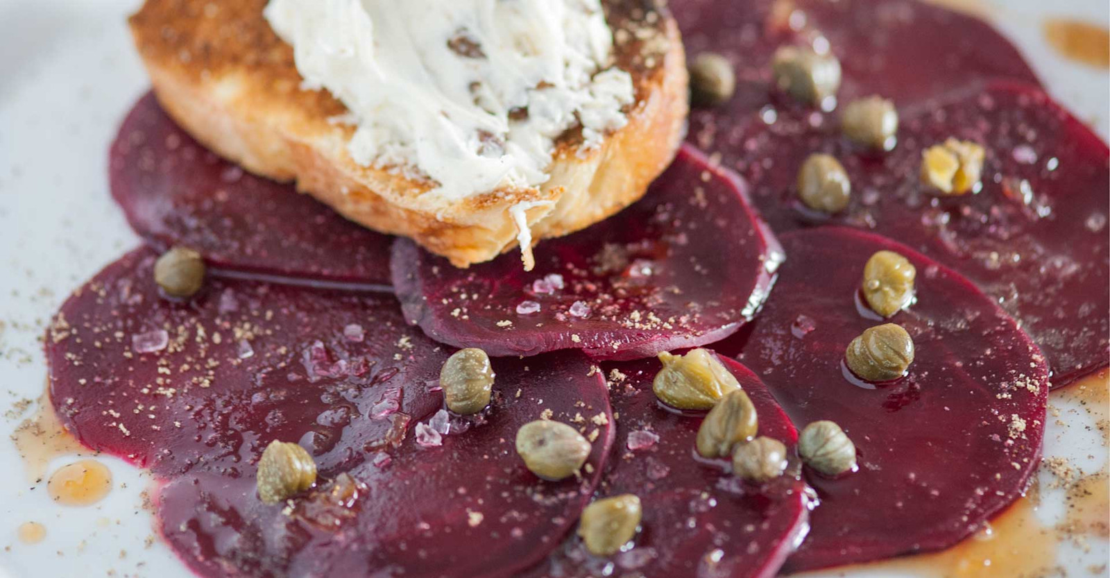 Salt-Roasted Beet Carpaccio with Sour Beer Gastrique Recipe Primary Image