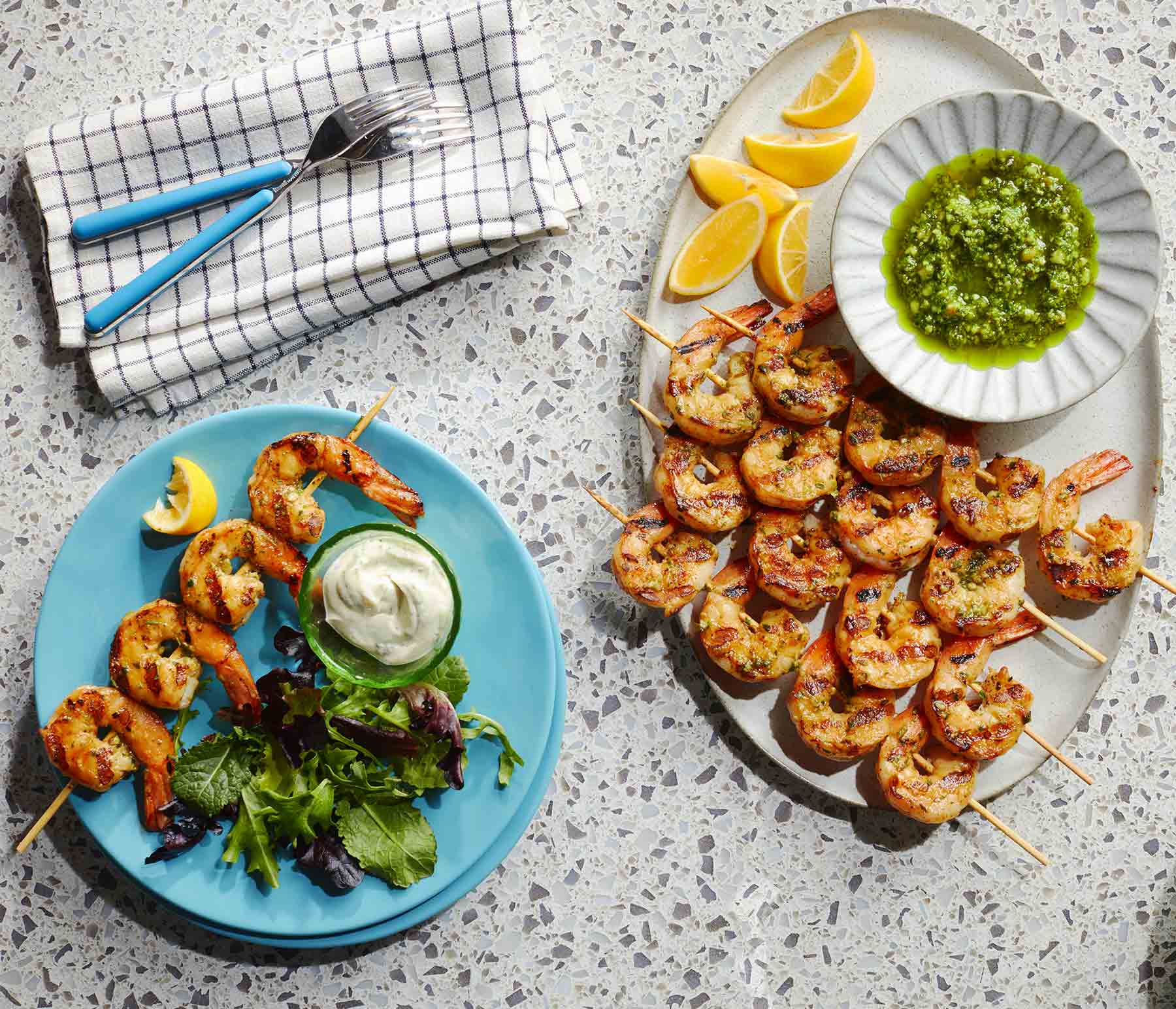 Grilled Pesto Ranch Shrimp Skewers Recipe | Kingsford™