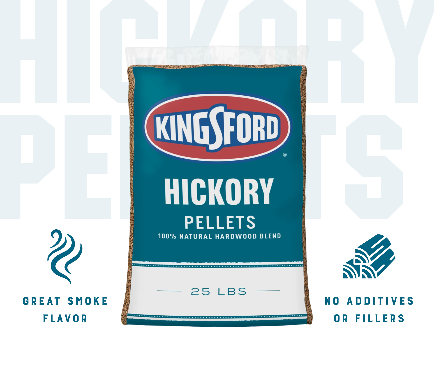 Kingsford® 100% Natural Hardwood Blend Pellets, Hickory, 25 lb