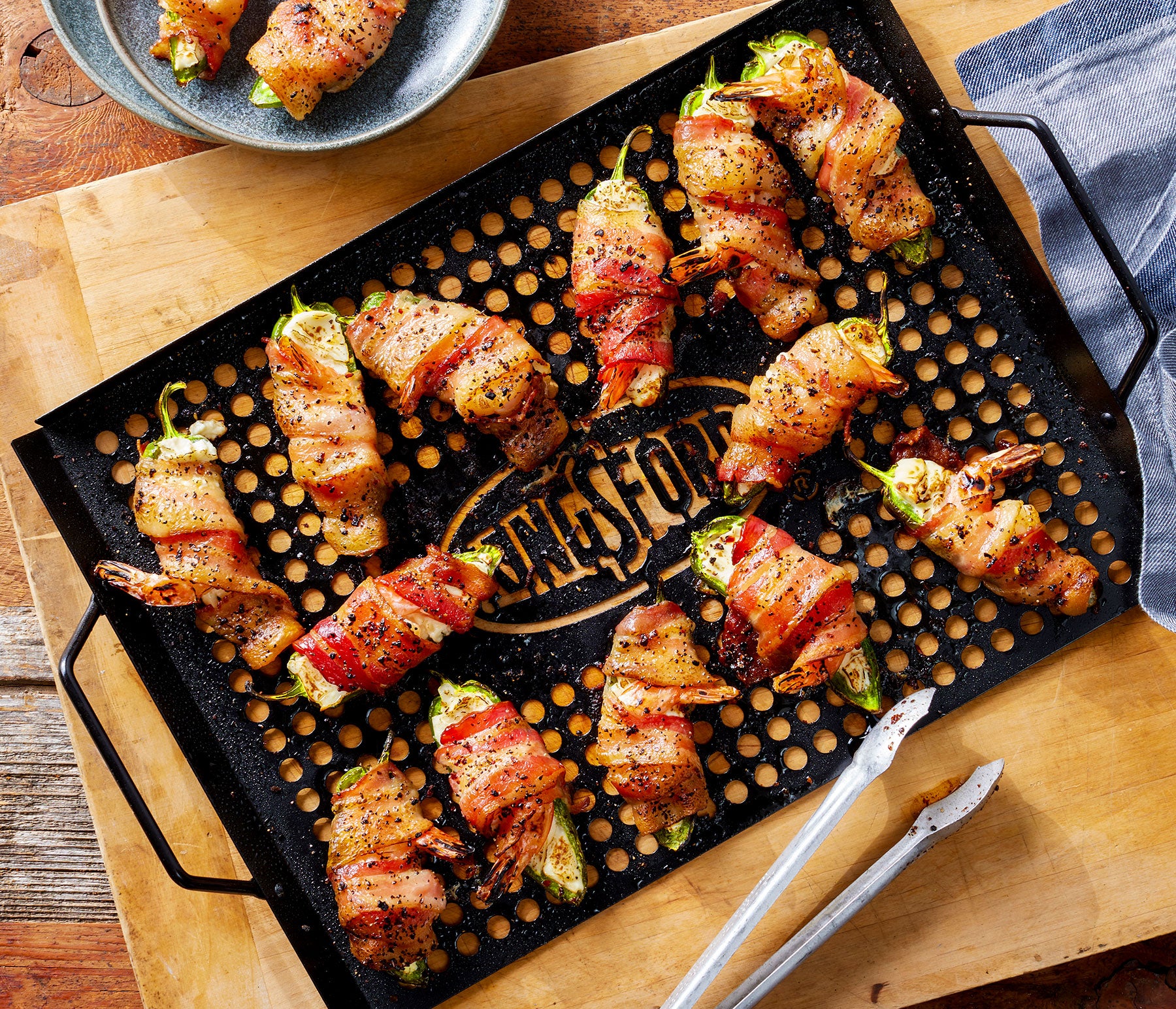 Grilled Shrimp Jalapeño Bacon Wrapped Poppers Recipe | Kingsford™
