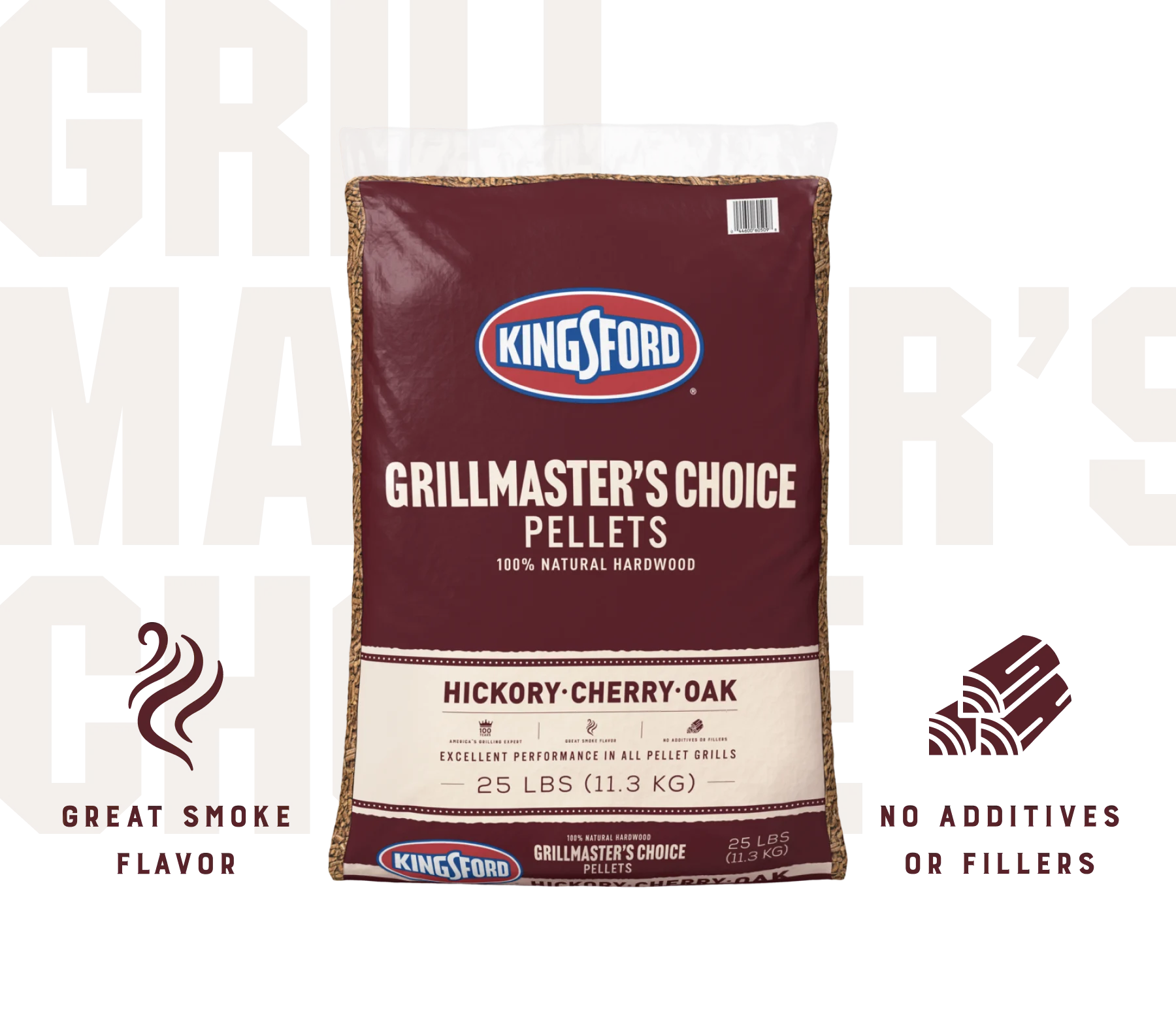 Kingsford® 100% Natural Hardwood Blend Pellets, Grillmaster’s Choice, Hickory, Cherry and Oak
