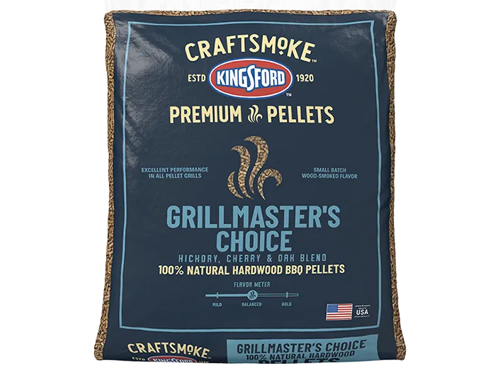 A bag of Grillmaster's Choice pellets