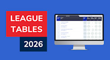 Graphic in which a computer screen displays the latest Complete University Guide League Tables. To the left are the words 'League Tables 2026'.