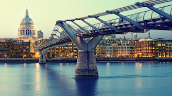 St. Paul`s Cathedral and Millennium Bridge
