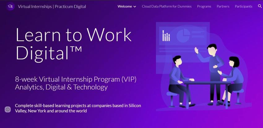 Halaman muka Practicum Digital, situs penyedia program magang virtual - Hotcourses Indonesia
