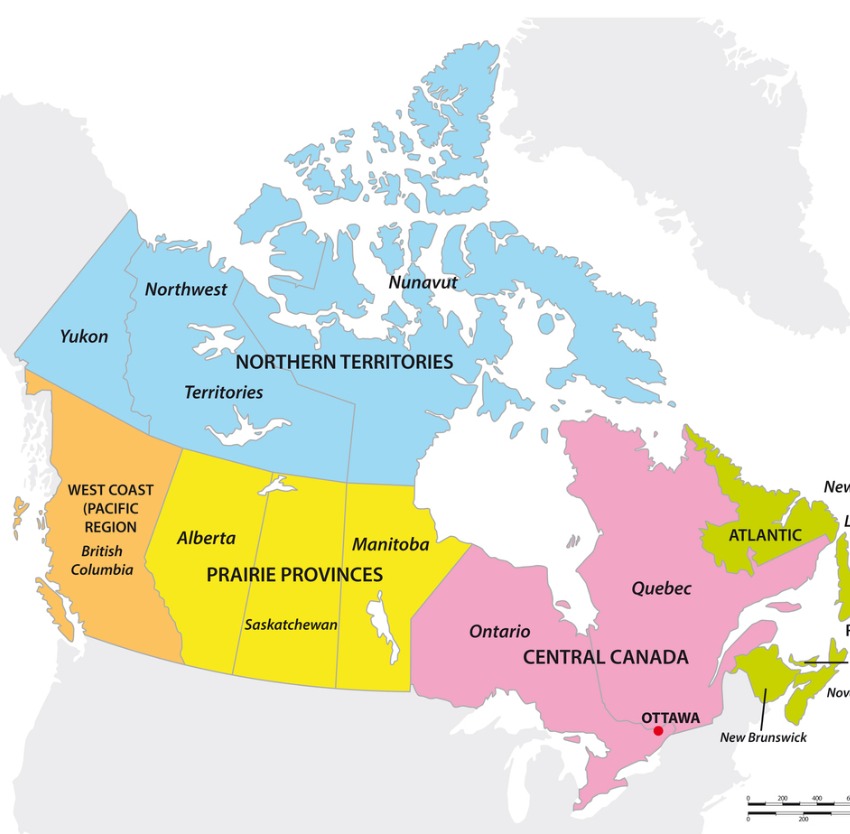 map of canadian west coast