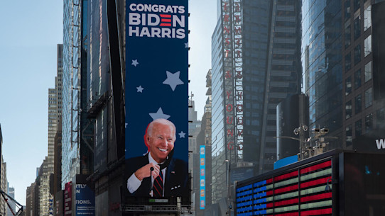Times Square tribute to president elect Joe Biden