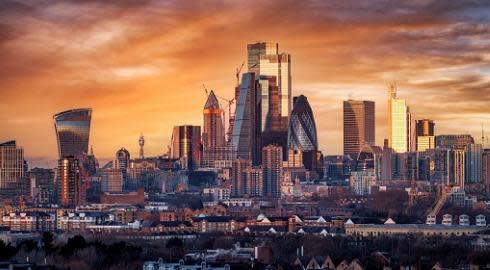 London skyline at sunrise