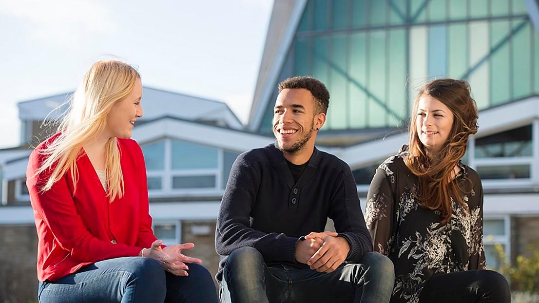 Students at canterbury christ church university on campus