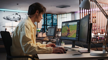 A game developer making a game