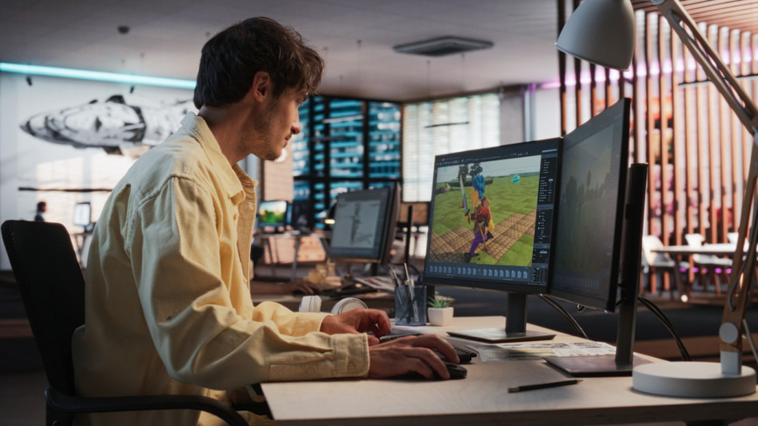 A game developer making a game