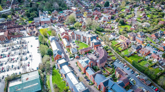 Aerial shot of Wantage in Oxfordshire