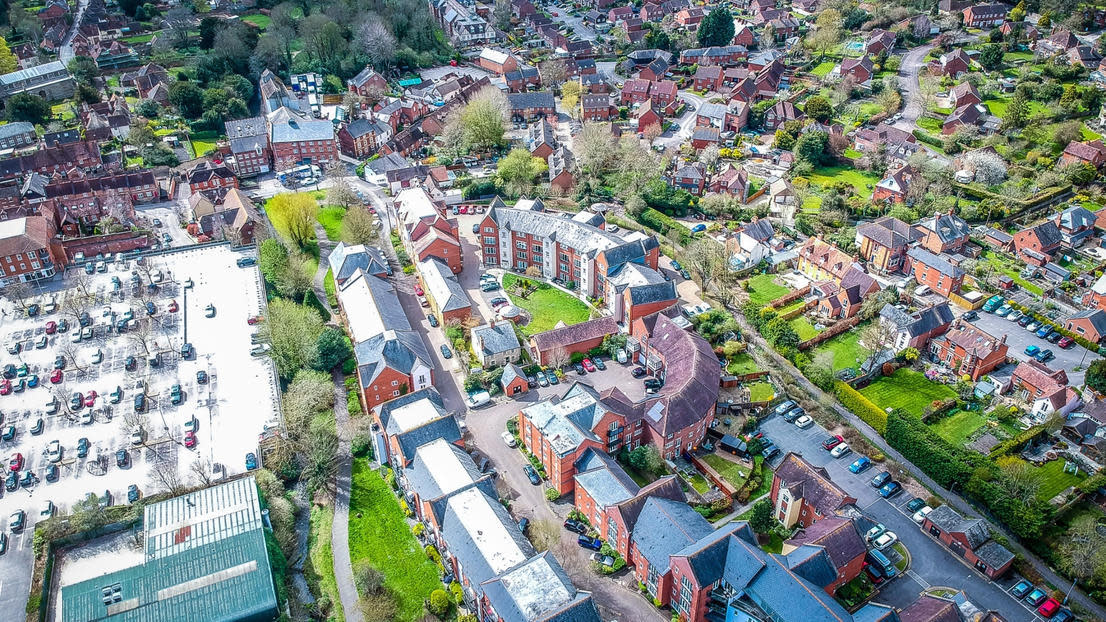 Aerial shot of Wantage in Oxfordshire