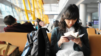 Young woman waiting in an airport lounge