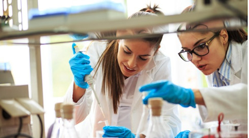 Students in a chemistry lab