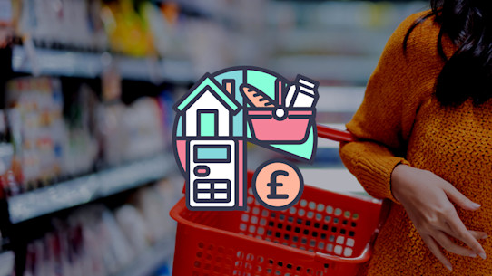 Student shopping with red shopping basket