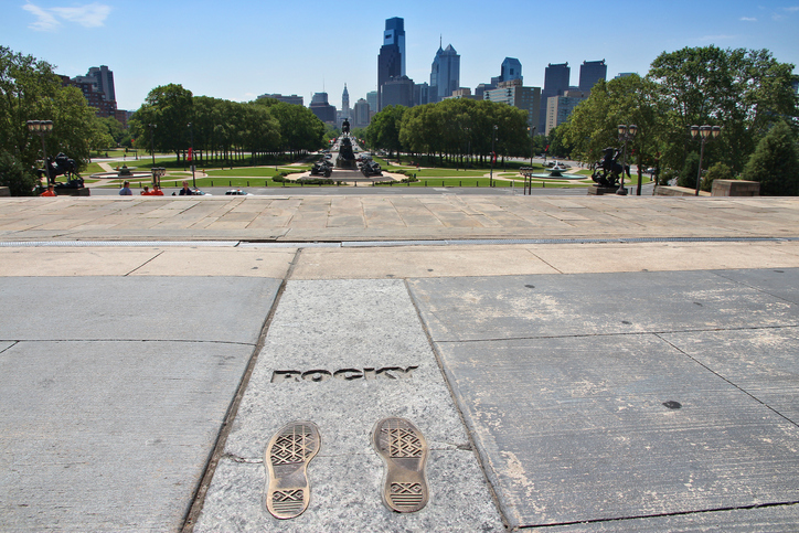 Philadelphia: Rocky Steps monument in Philadelphia. The monument commemorates acclaimed movie Rocky from 1976.