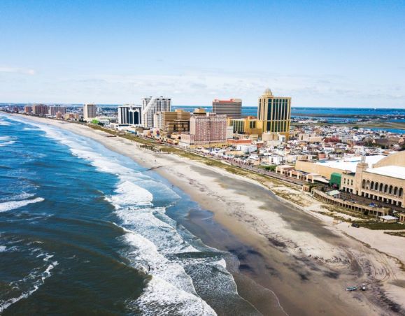 Atlantic city waterline aerial view, New Jersey USA