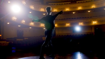 Dancer practices before performance