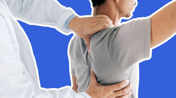 A physiotherapist helping someone with shoulder pain