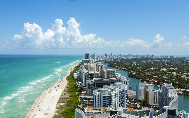 view of miami city and the coast
