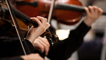 Hands of a girl playing the violin