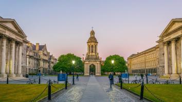 Campanile inside of the Trinity College campus in Dublin, Ireland