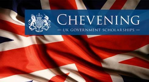 The Chevening logo is laid over the Union Flag, alongside the words: 'UK Government Scholarships'