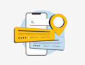 Ratings and reviews with a phone and location pin