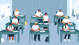 IELTS exam day examination venue illustration 
