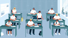 IELTS exam day examination venue illustration 