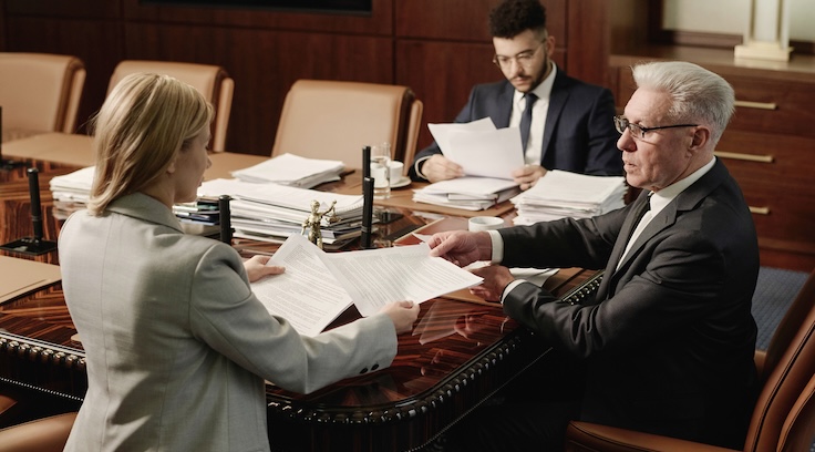 Barrister meeting solicitor and client