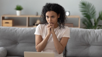 Worried girl choosing a university