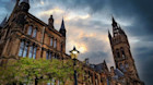 Glasgow university building at dusk