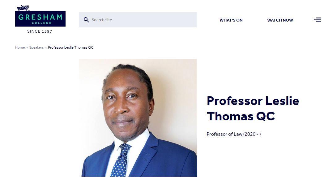 Professor Leslie Thomas Gresham College