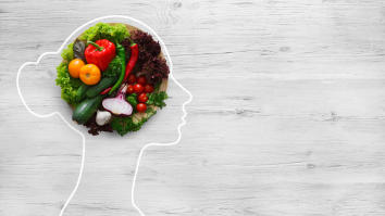 Fresh vegetables in woman head symbolising health nutrition and diet
