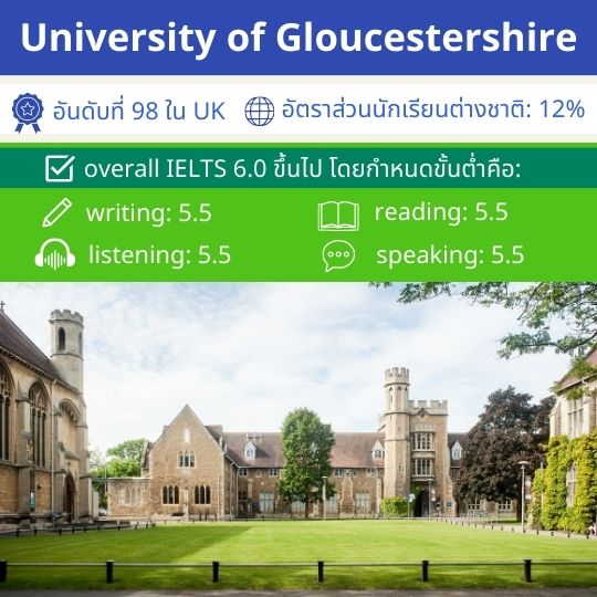 คะแนนขั้นต่ำ ielts 6.0 university of glocstershire