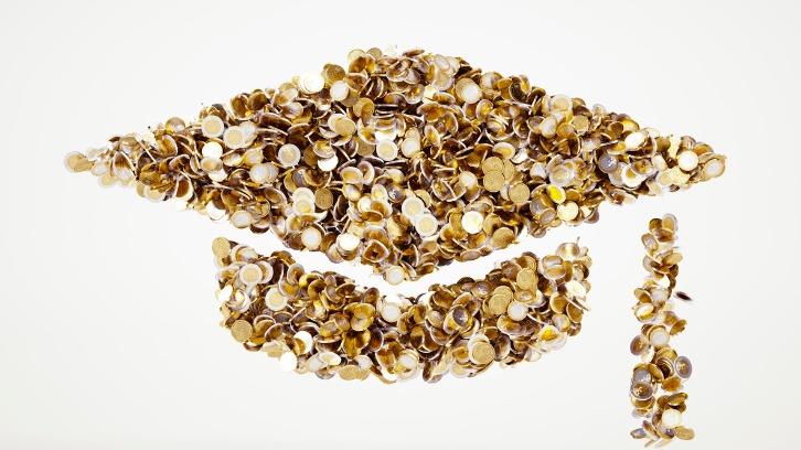 Mortarboard made of coins