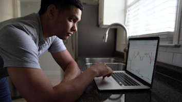 Economics student on laptop
