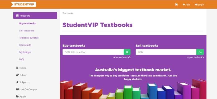 Student VIP adalah pasar online terbesar di Australia untuk buku kuliah bekas - Hotcourses Indonesia
