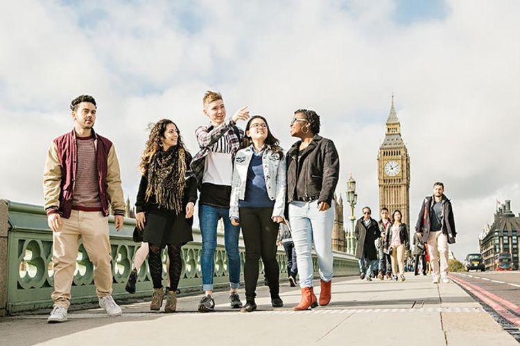 student at millenium bridge london