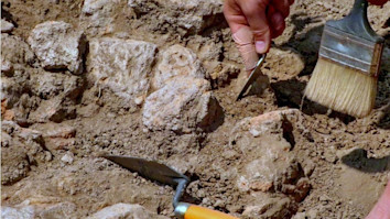 Archeologist working on site