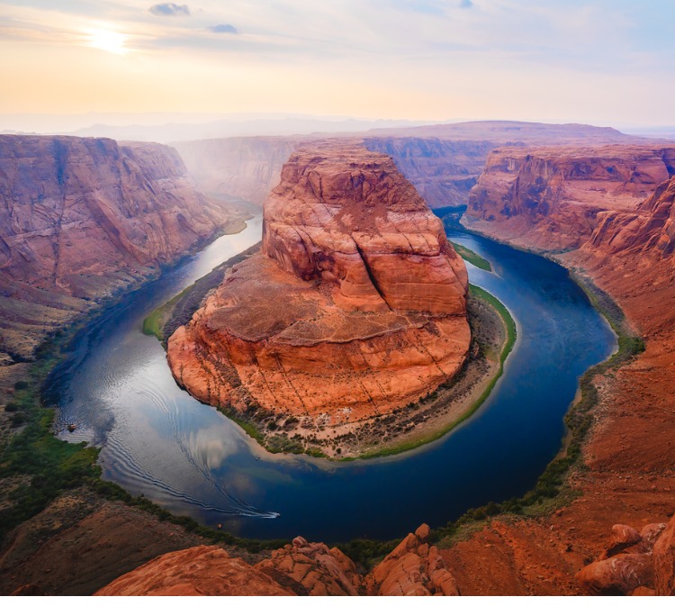 Close to the edge. View at Horseshoe Bend, a meander of Colorado river in Grand Canyon National Park, Arizona, United States.