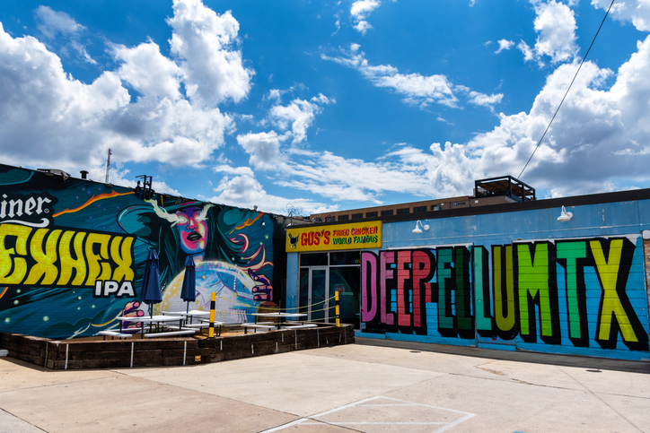 Street view from the Deep Ellum art district of Dallas, Texas.