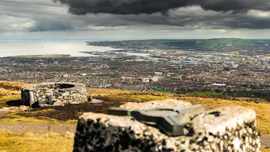 View over Belfast Docks from the summit of Black Mountain