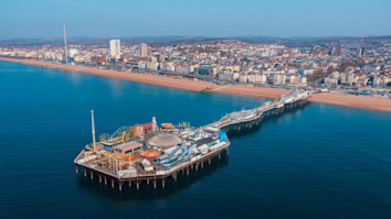 Birdseye view of Brighton Pier and the entire town