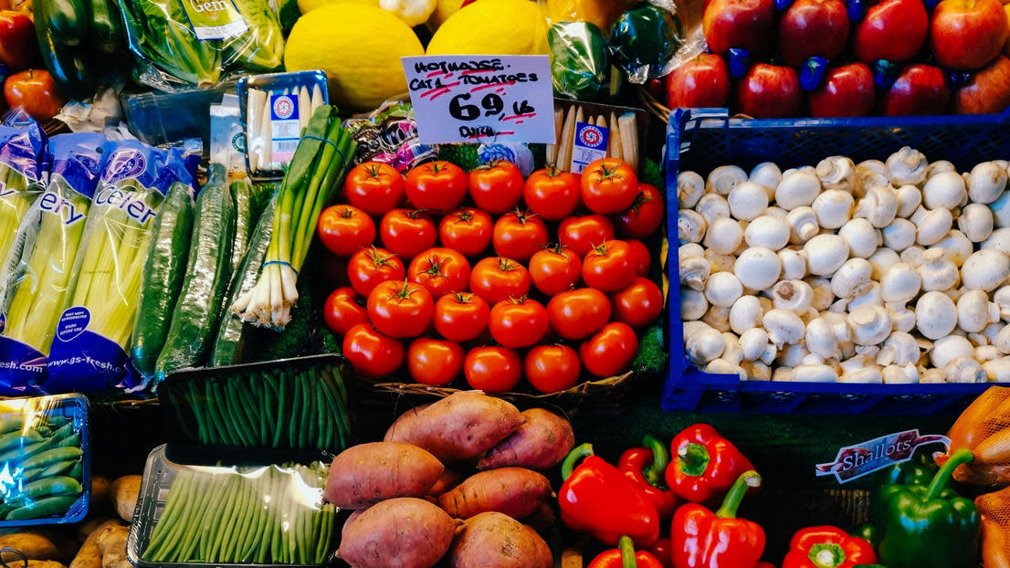 Fruit and vegetables in a market