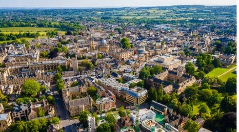 Aerial view of the city of Oxford